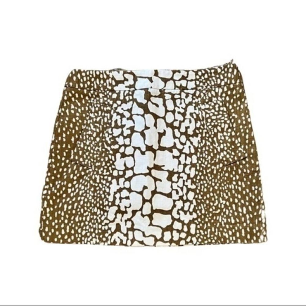 J Crew Linen Giraffe print mini skirt size 4